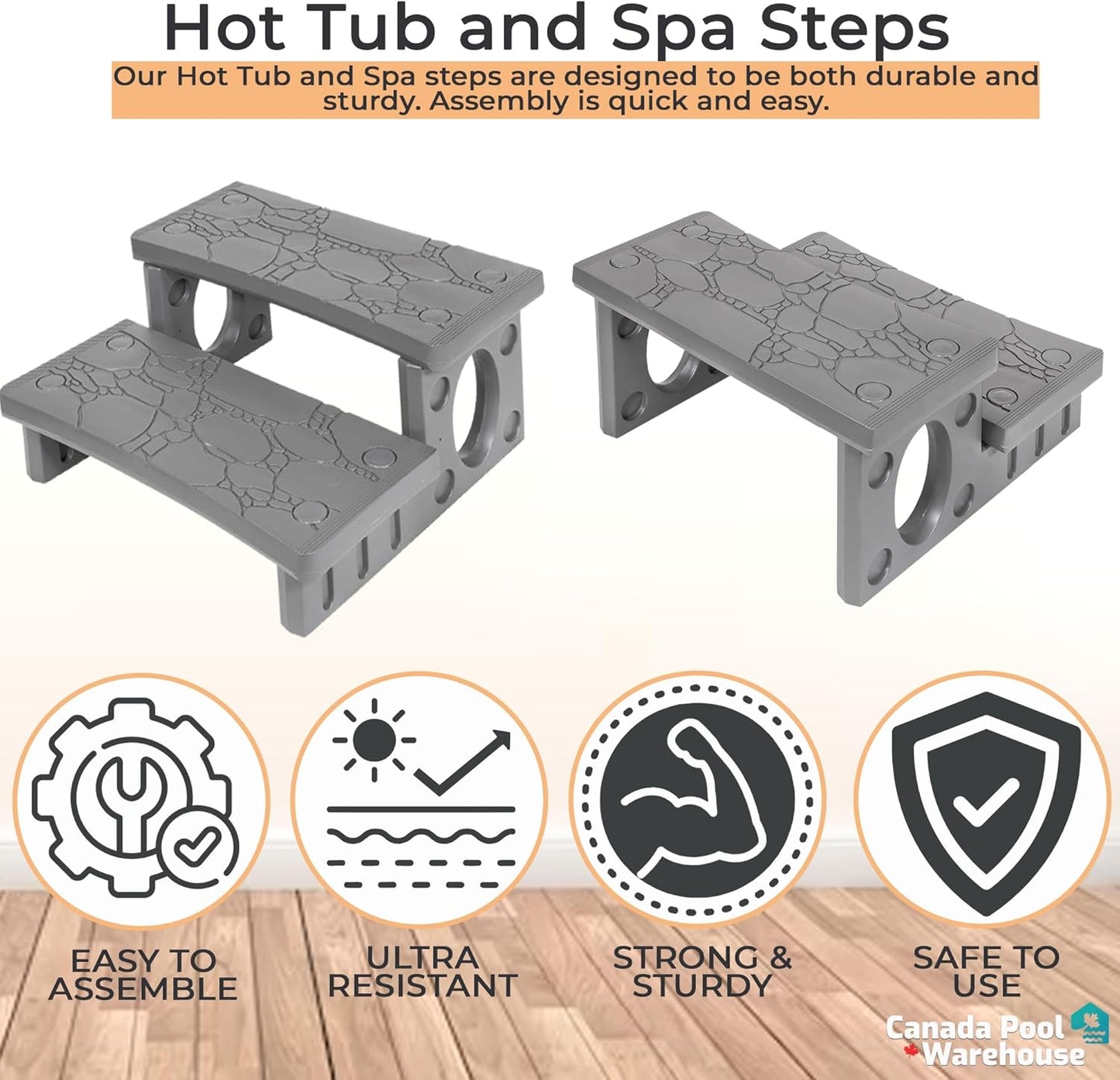 Step In EZ Spa Step – Durable, Non-Slip, Easy Assembly for Hot Tubs, Patios, and RVs