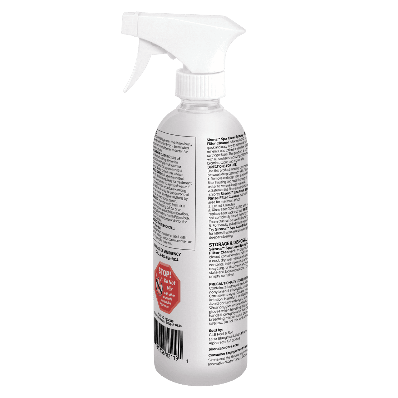 Sirona Spray & Rinse Filter Cleaner – Spa Cartridge Filter Cleaner